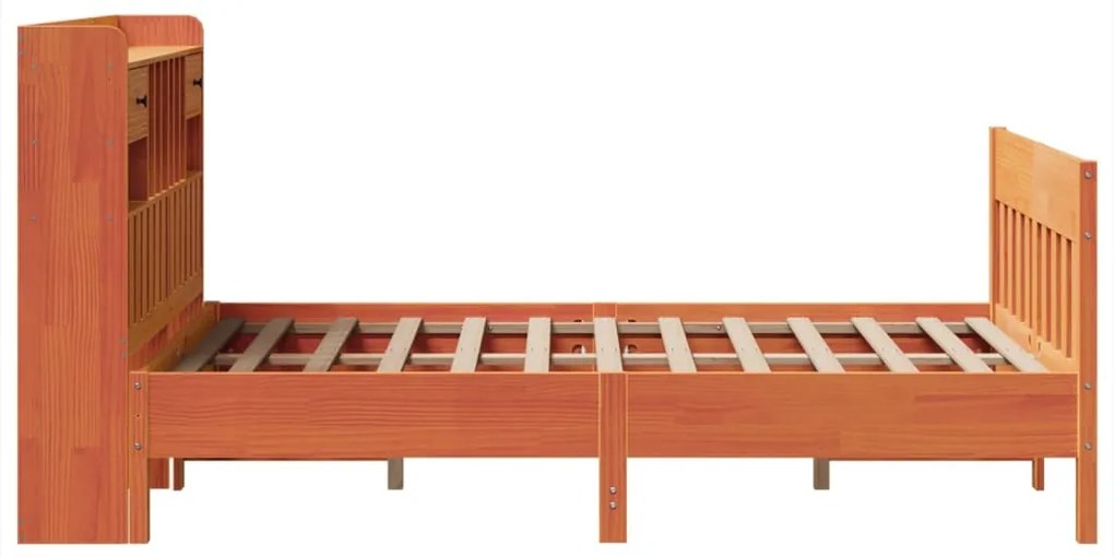 Cama sem colchão 135x190 cm madeira pinho maciça castanho-mel