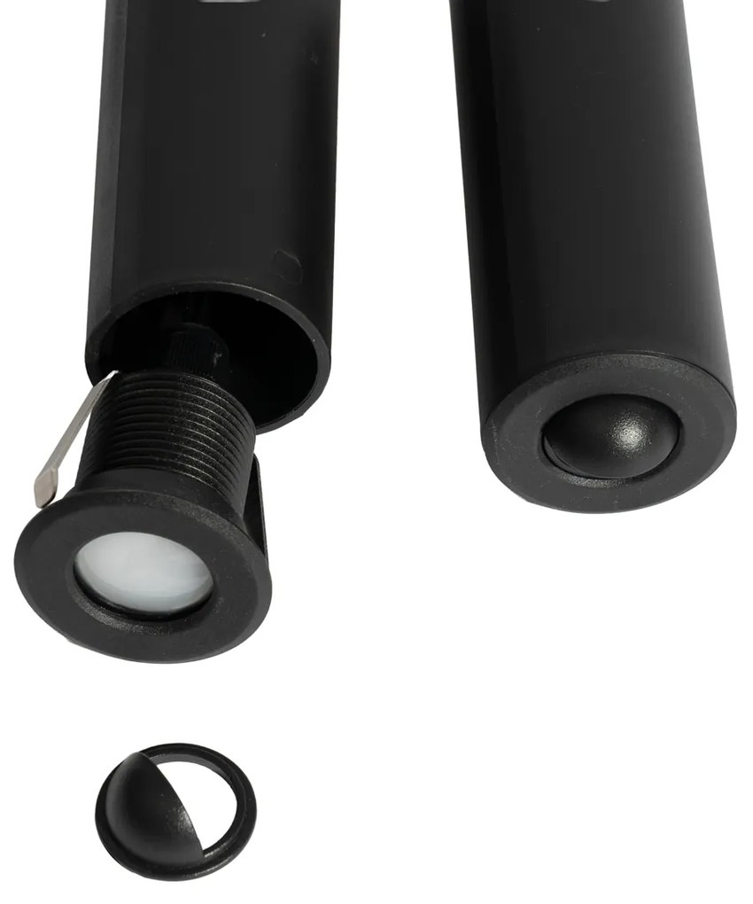 Conjunto de 5 focos embutidos modernos pretos com LED IP67 - Linsey