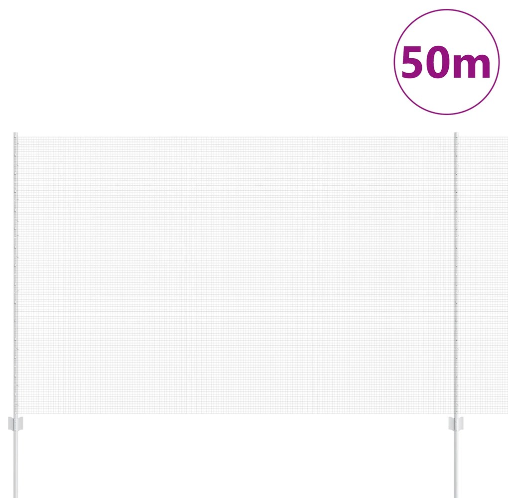 Cerca de Malha Soldada com 44 U Postes Prateados 1,5x50 m Aço