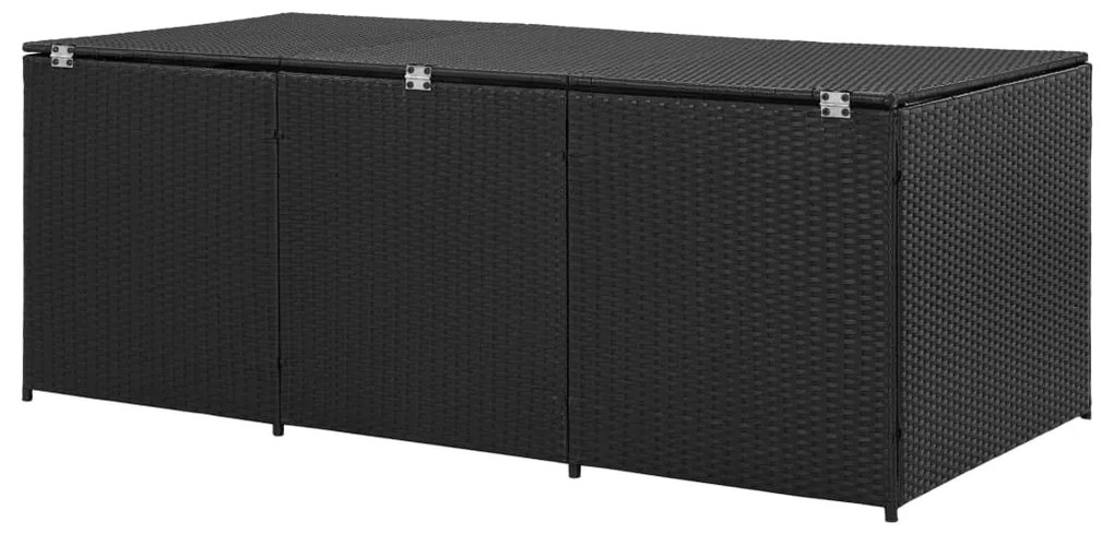 Caixa de arrumação para jardim 180x90x70 cm vime PE preto