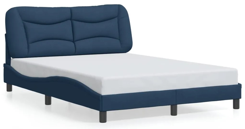Estrutura de cama com LED sem colchão 140x200 cm tecido azul