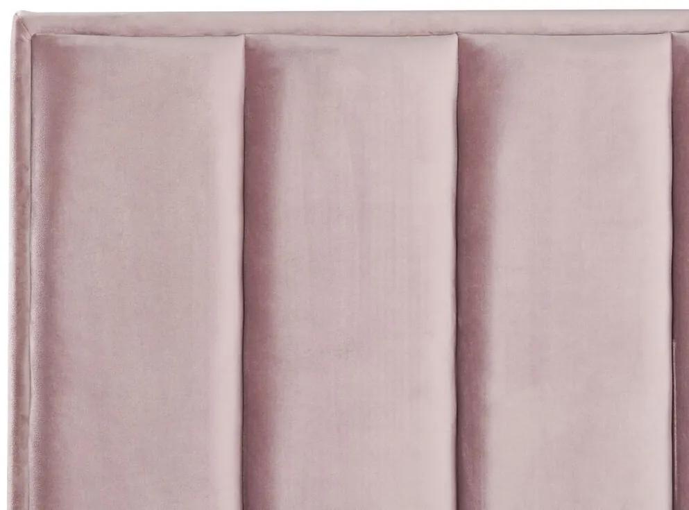 Cama de casal com arrumação em veludo rosa 180 x 200 cm SEZANNE Beliani