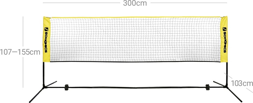 Rede de badminton 300 x 103 x 155 cm amarela