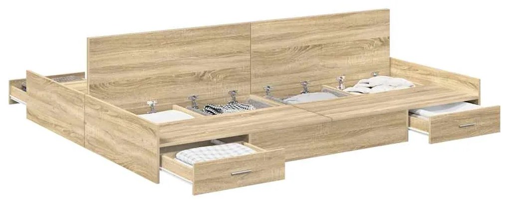Estrado de cama com arrumação Carvalho sonoma 150 x 200 cm