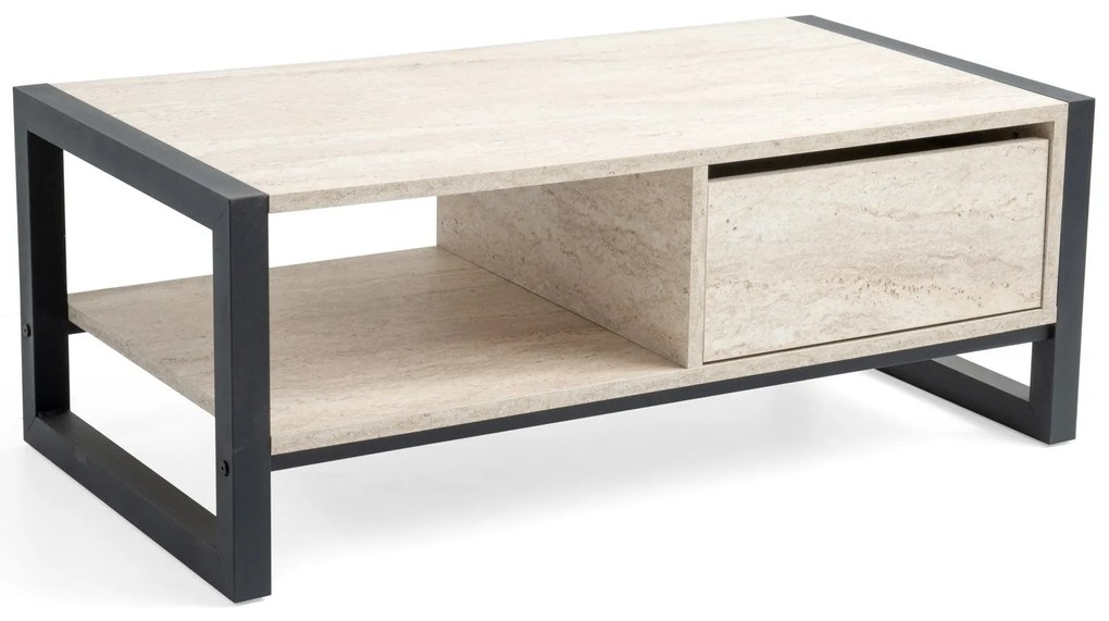 Mesa de Centro Haldizen – Travertine Black – 105x40x55 cm