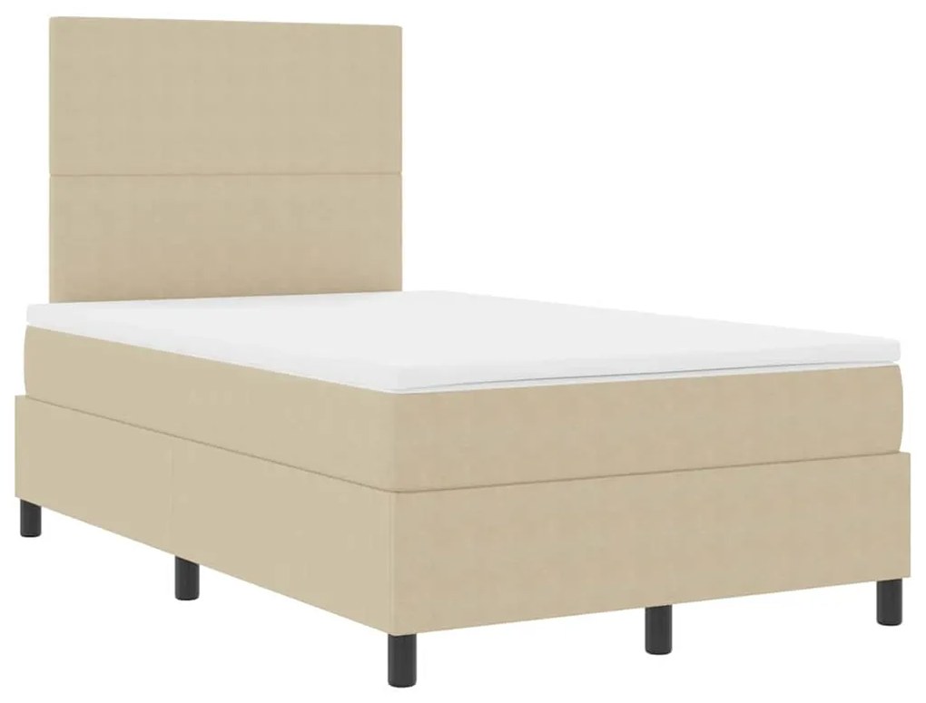 Cama Box Spring com Colchão &amp; Luz LED Verde Cinza 120x200 cm Tecido Co