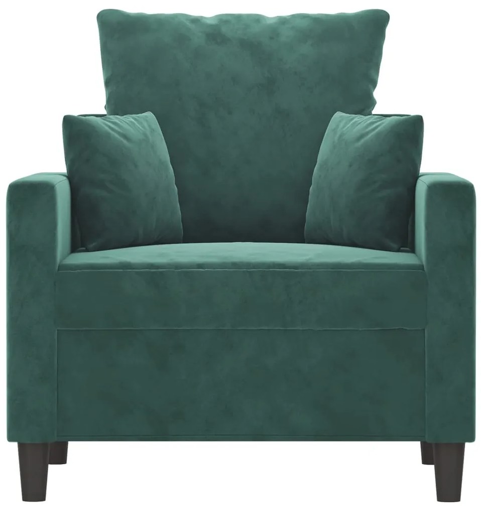 Poltrona 60 cm veludo verde-escuro