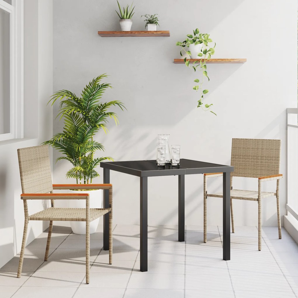 vidaXL Conjunto de Jantar de Jardim 3 Peças Bege Vime PE