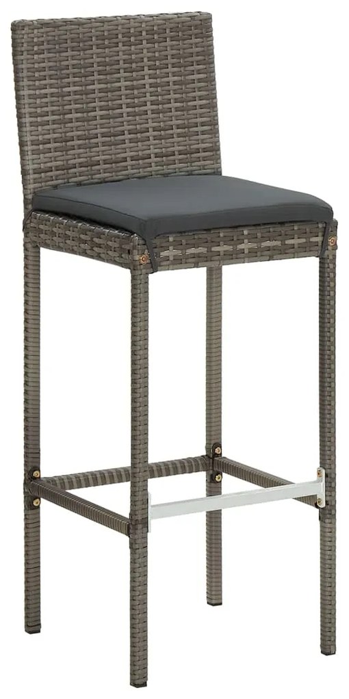 3 pcs conjunto de bar p/ jardim acácia maciça/vime PE cinzento