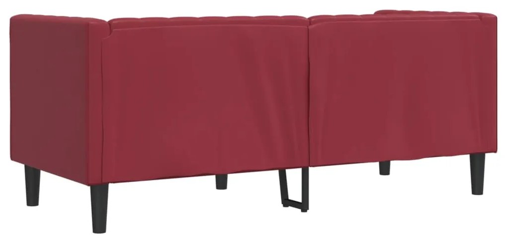 Sofá chesterfield 2 lugares couro artificial vermelho tinto