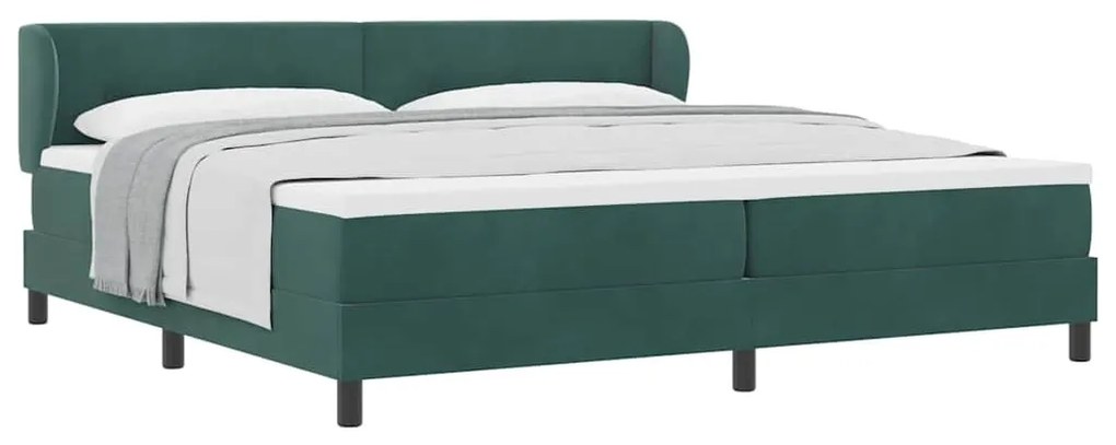 Cama Box Spring com Colchão verde escuro 200x200 cm Veludo