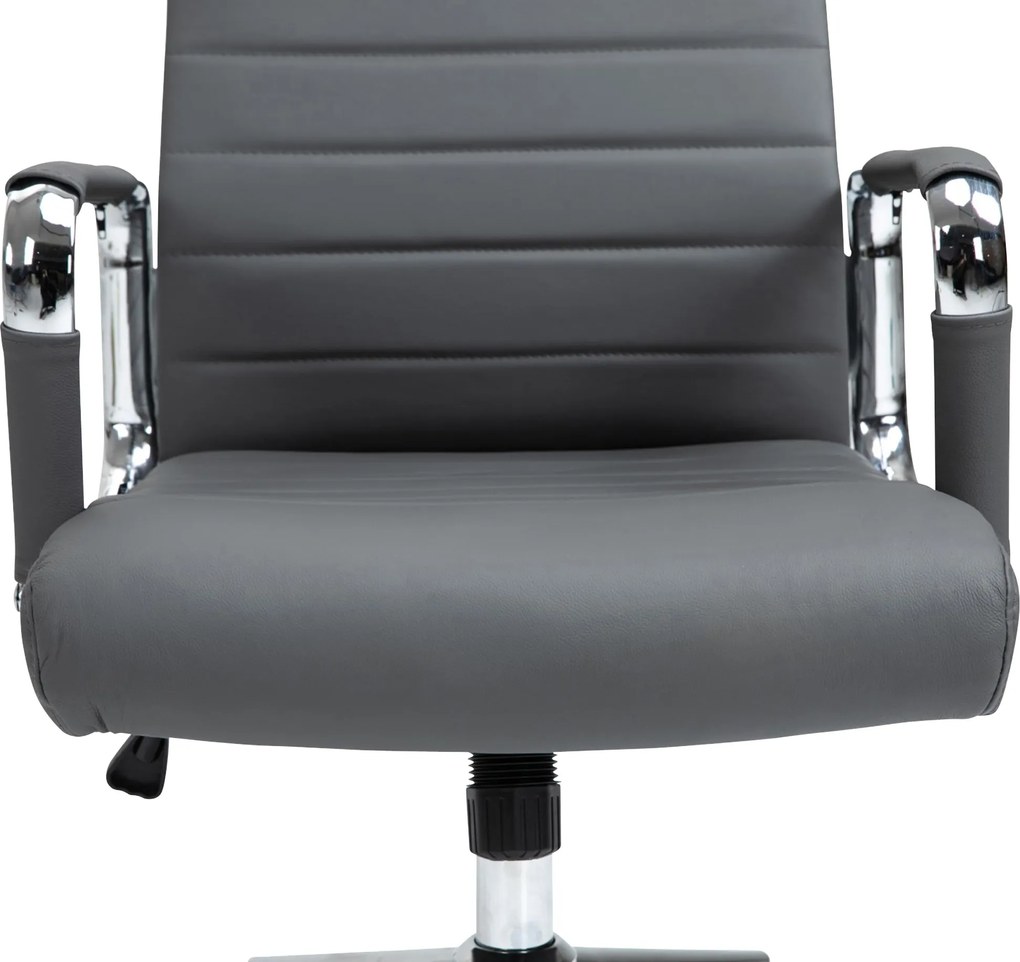 Cadeira de Escritório Kolumbus Couro Genuíno Cinza