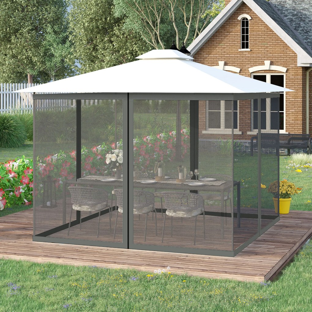 Redes mosquiteiras para tenda ou pavilhão de jardim 3 x 4 m (TENDA NÃO INCLUIDA)- conjunto de 4 redes mosquiteiras com fecho de correr + ganchos de fi