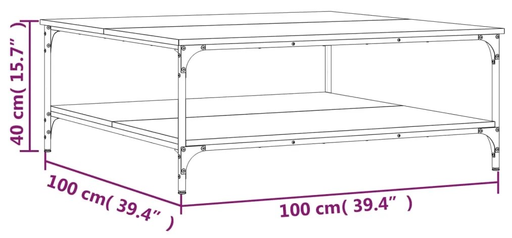 Mesa de centro 100x100x40 cm derivados de madeira cinza sonoma