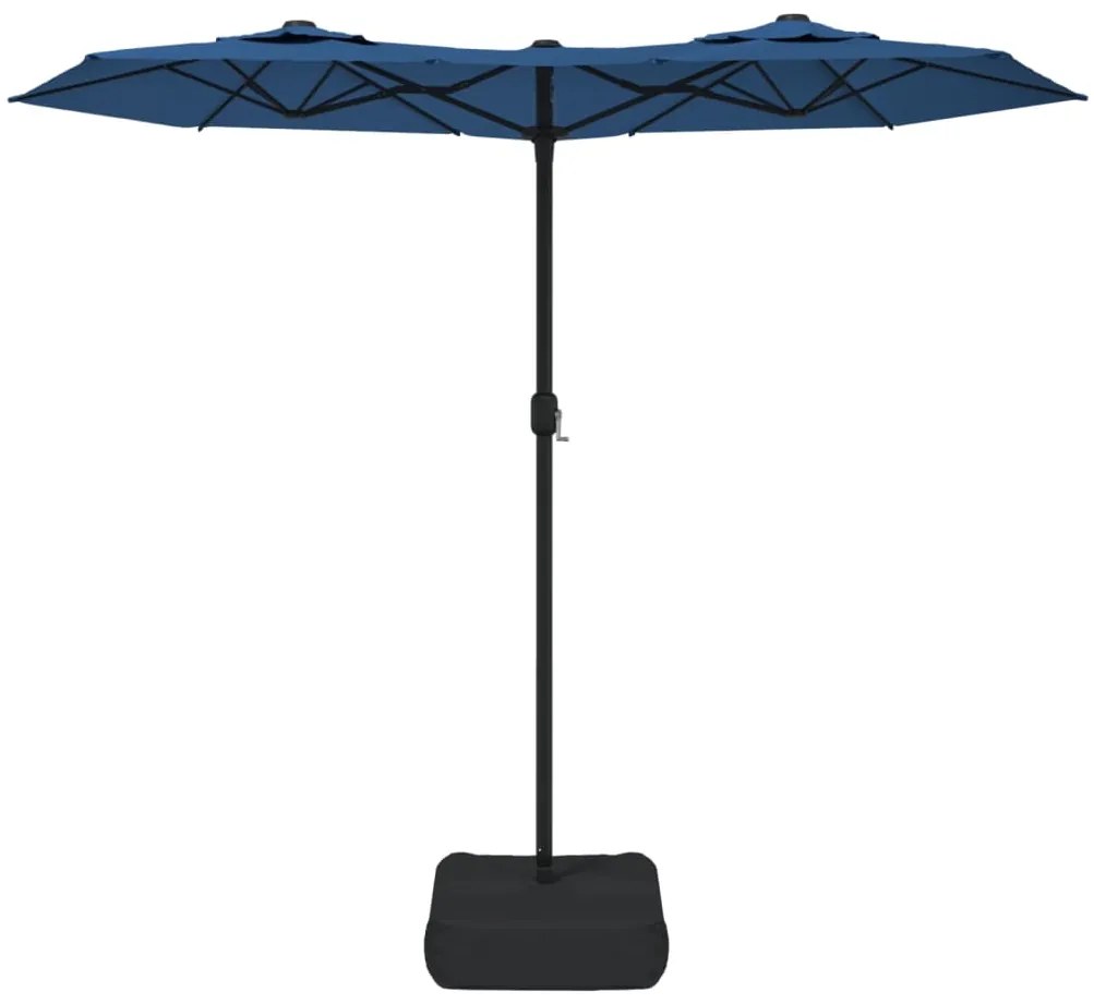 Guarda-sol de jardim c/ cabeça dupla/LED 316x240 cm azul-ciano