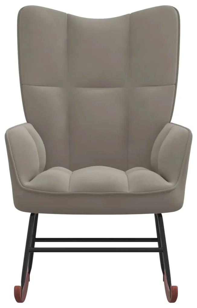 Cadeira de baloiço veludo cinzento-claro