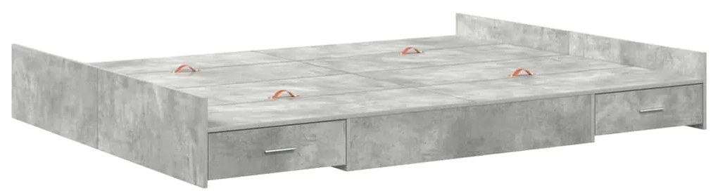 Estrado de cama com arrumação Cinzento cimento 140 x 190 cm
