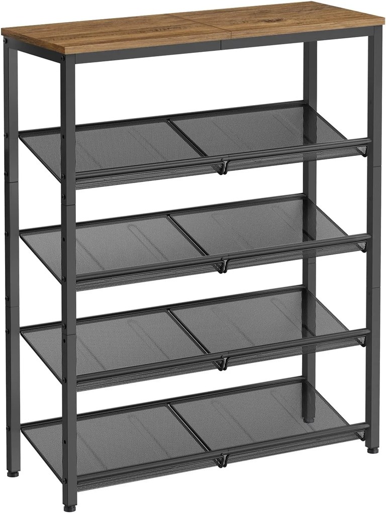 Estante para sapatos de 5 prateleiras com prateleiras de malha ajustáveis. | VASAGLE | 75 x 28 x 93 cm | LBS038K01.