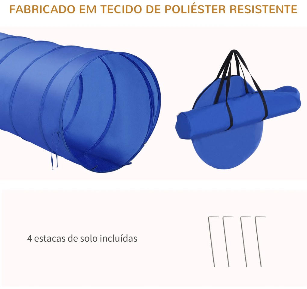 Treino de Agilidade para Cães Obstáculos de Salto para Cães com Altura Ajustável Túnel e Bolsa de Transporte Azul