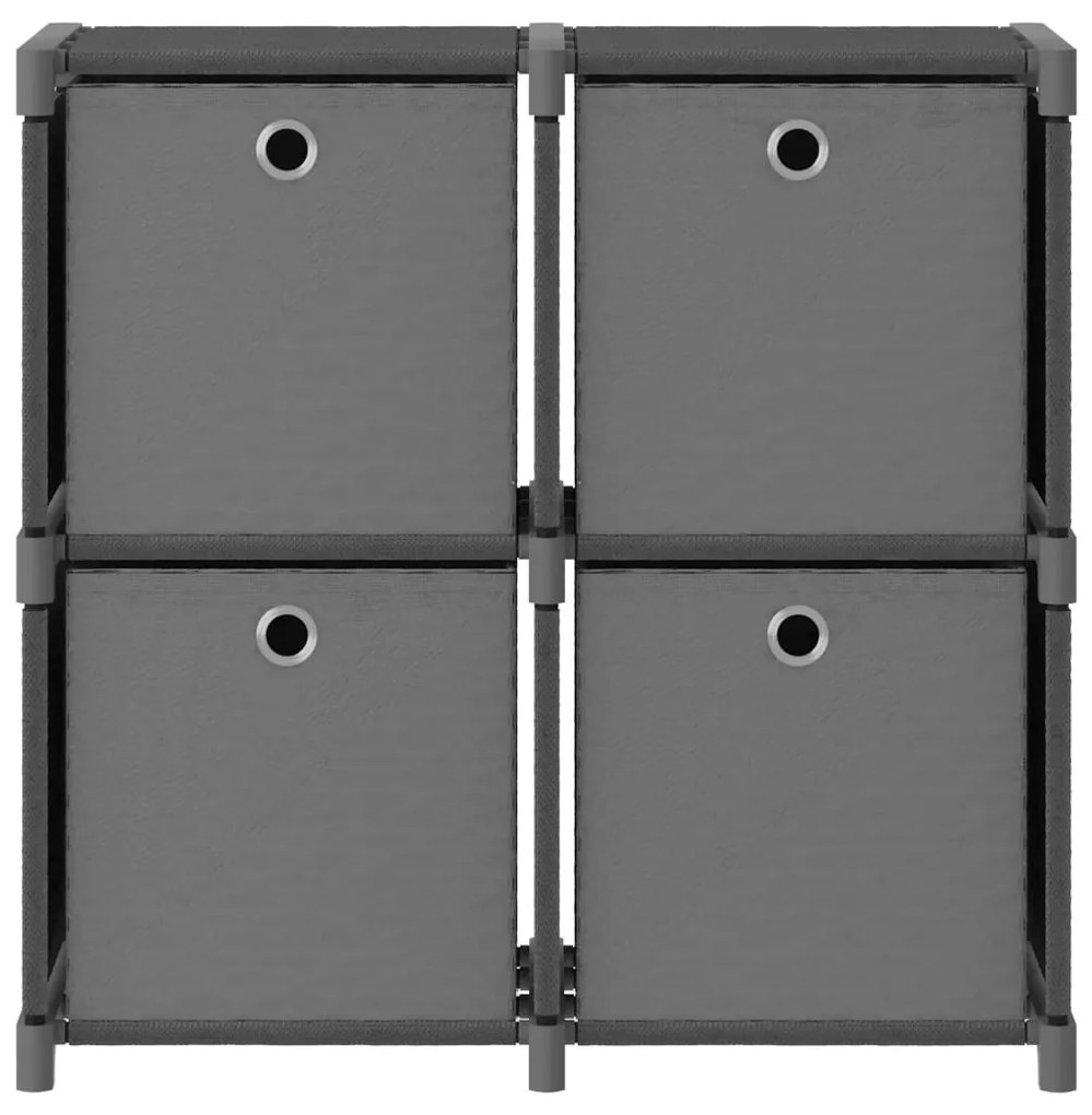 Unidade prateleiras 4 cubos c/ caixas 69x30x72,5cm tecido cinza