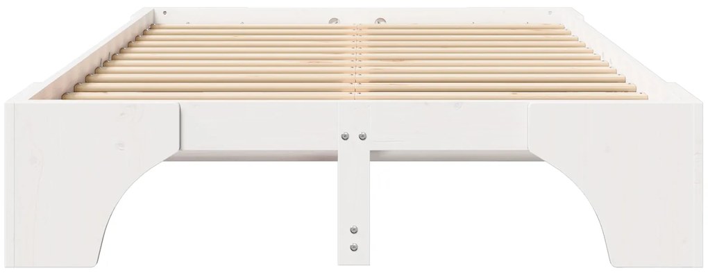 Estrutura de Cama de Casal Branca Madeira Sólida Cama de Casal