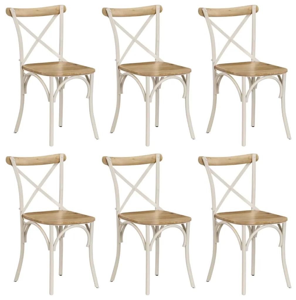 Cadeiras costas em cruz 6 pcs madeira mangueira maciça branco