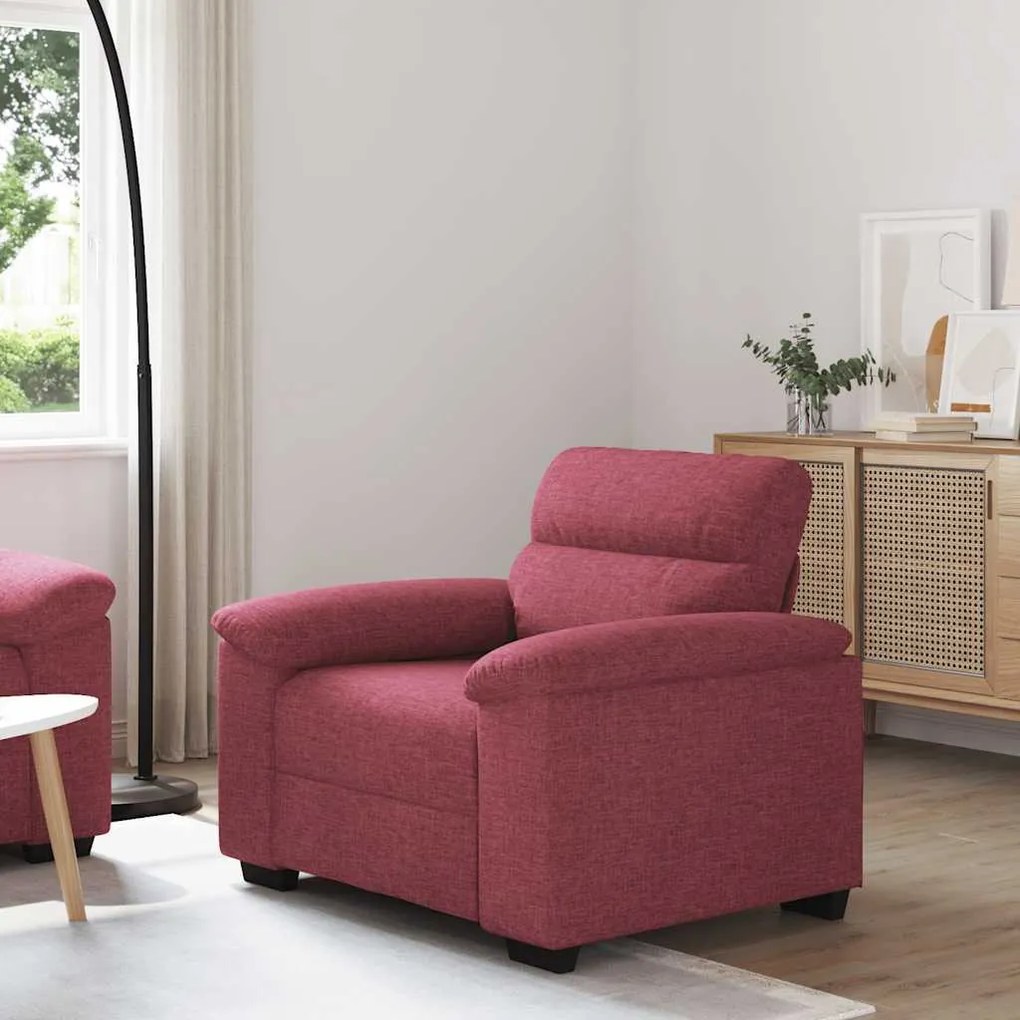 vidaXL Poltrona 60 cm tecido vermelho tinto