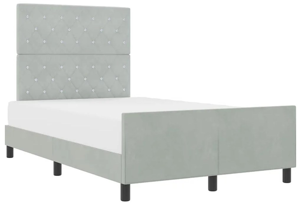 Cama vidaXL Cinza Claro 120x190 cm Veludo