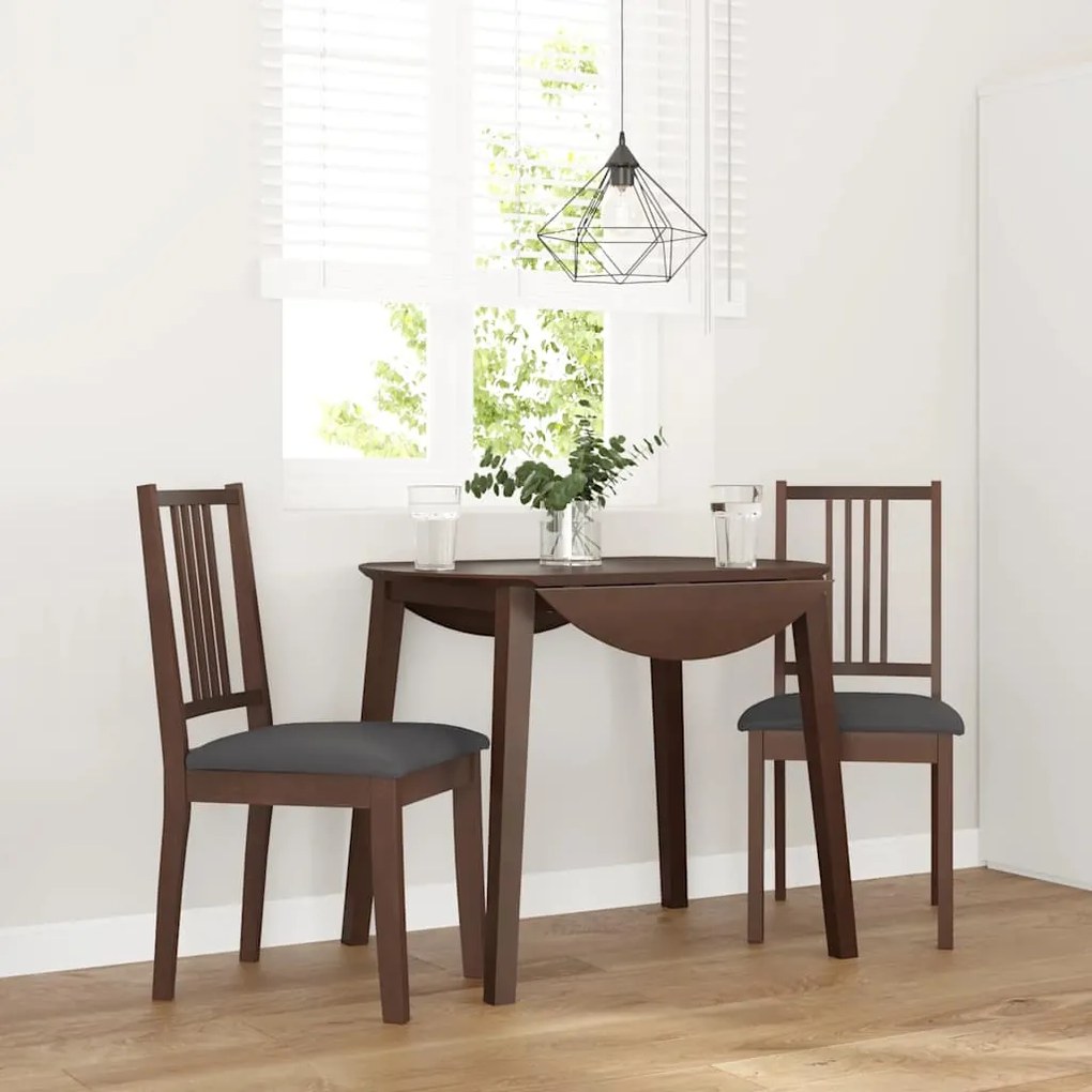 vidaXL Cadeiras de jantar com almofadões 2 pcs madeira maciça castanho