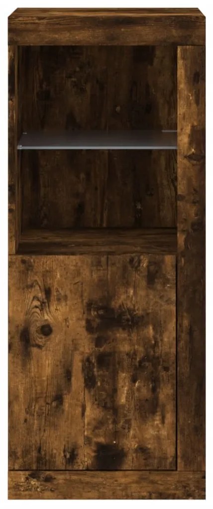Aparador com luzes LED 41x37x100 cm carvalho fumado