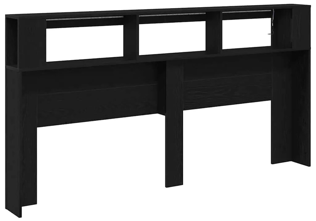 Cabeceira de Armazenamento vidaXL com Luzes LED Carvalho Preto 200x18,