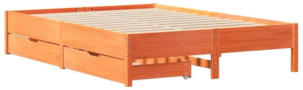 Cama sem colchão 160x200 cm madeira pinho maciço castanho-mel