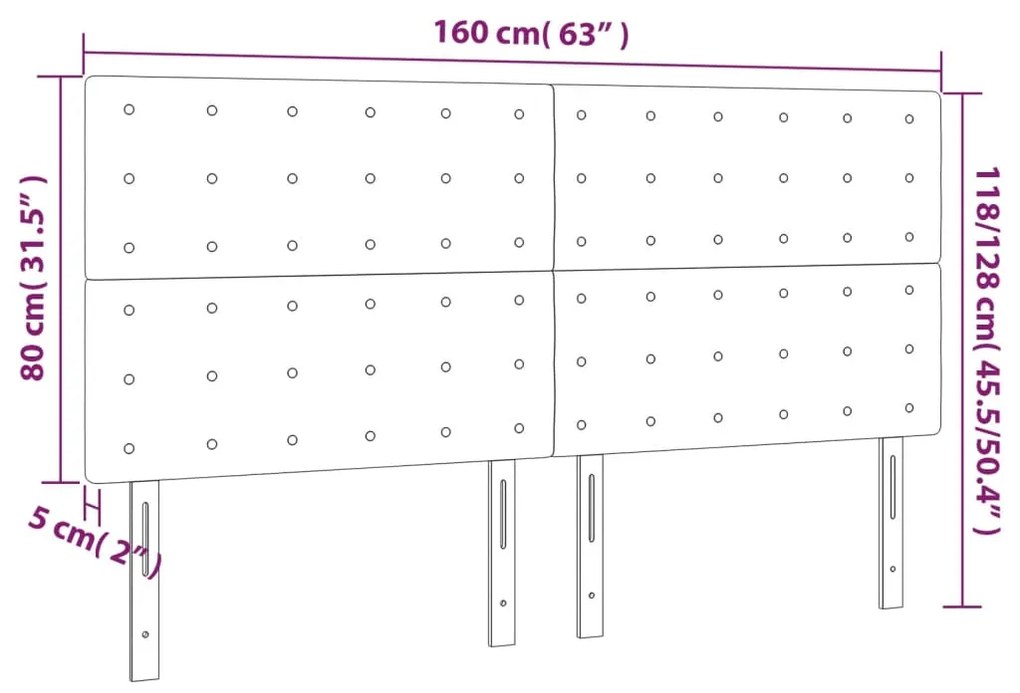 Cabeceira de cama 4 pcs veludo 80x5x78/88 cm preto
