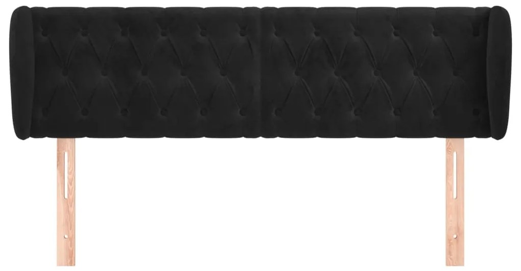 Cabeceira de cama c/ abas veludo 147x23x78/88 cm preto