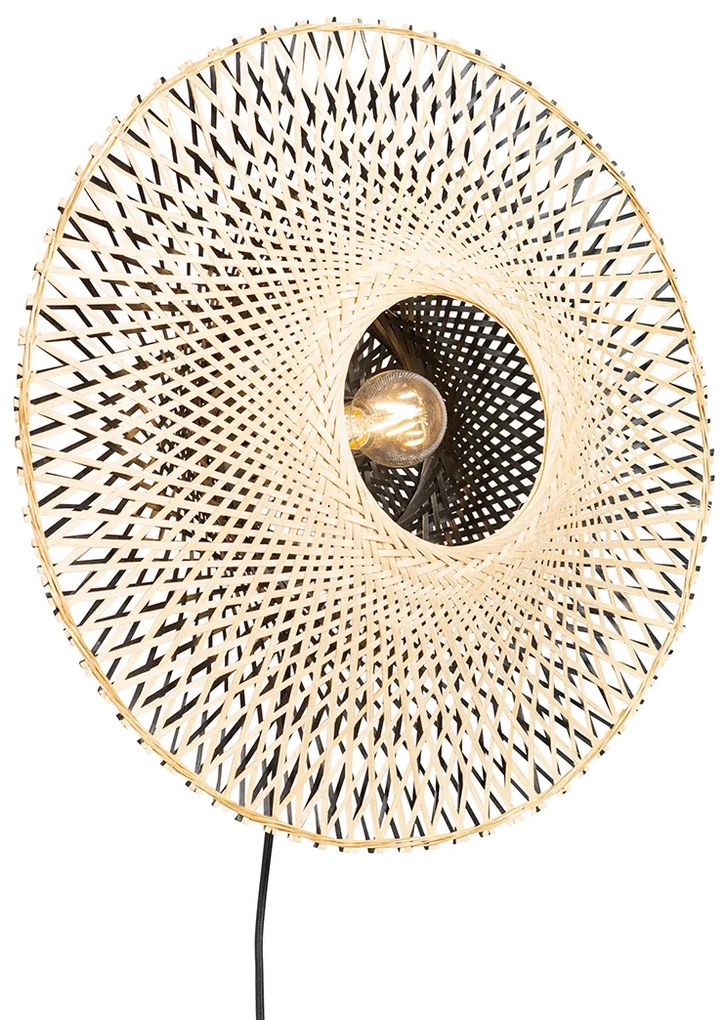 LED Candeeiro de Parede Inteligente Bambu 50 cm com Tomada incl. Wifi A60 - Rina Oriental