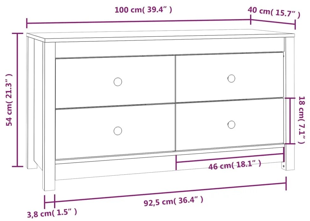 Armário de apoio 100x40x54 cm pinho maciço castanho mel