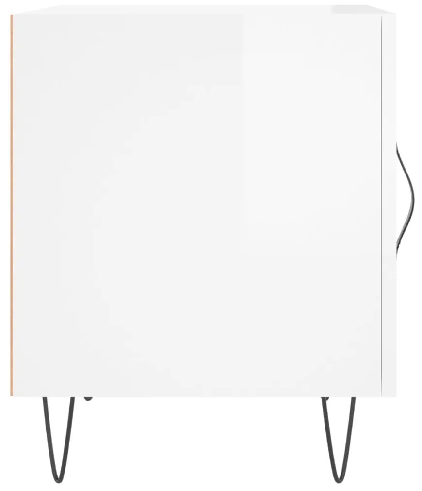 Mesa cabeceira 2pcs 40x40x50cm deriv. madeira branco brilhante
