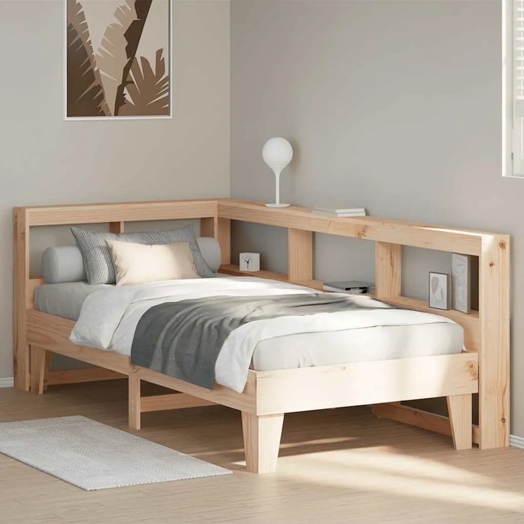 Cama com estante sem colchão 75x190 cm pinho maciço
