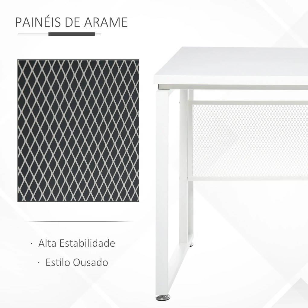 Secretária multifuncional estável com pés ajustáveis ​​ 135x60x75 cm Branco