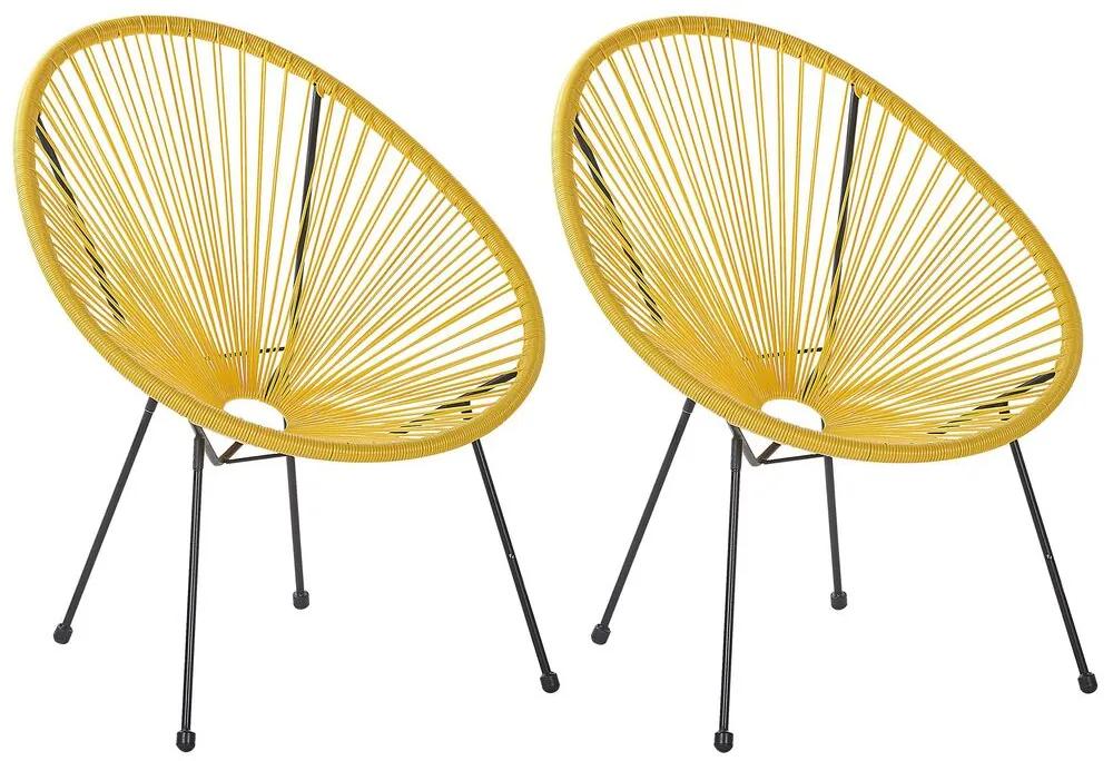Conjunto de 2 cadeiras de jardim em rattan amarelo ACAPULCO II Beliani