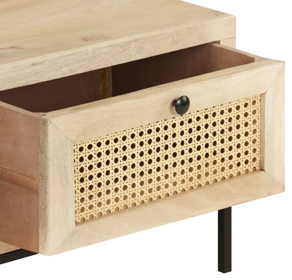 Mesa de centro 90x50x37 cm mangueira maciça e palhinha natural