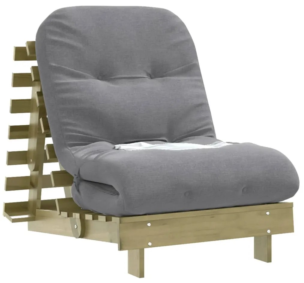 Sofá-cama futon c/ colchão 70x206x11cm madeira pinho impregnada