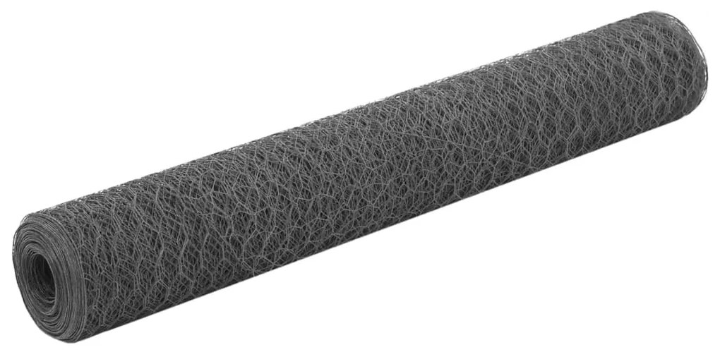 vidaXL Cerca arame galinheiro 25x1 m aço c/ revestimento PVC cinzento