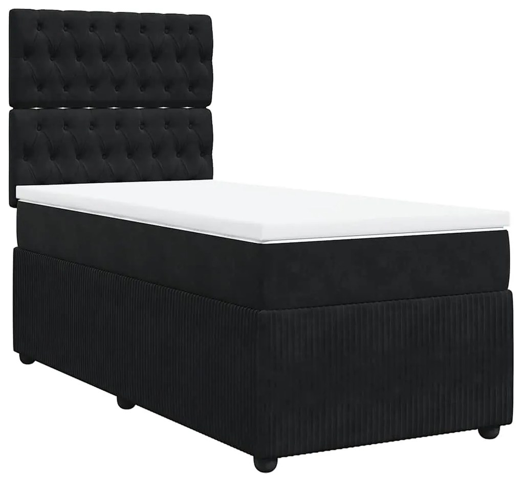 Cama com molas/colchão 100x200 cm veludo preto