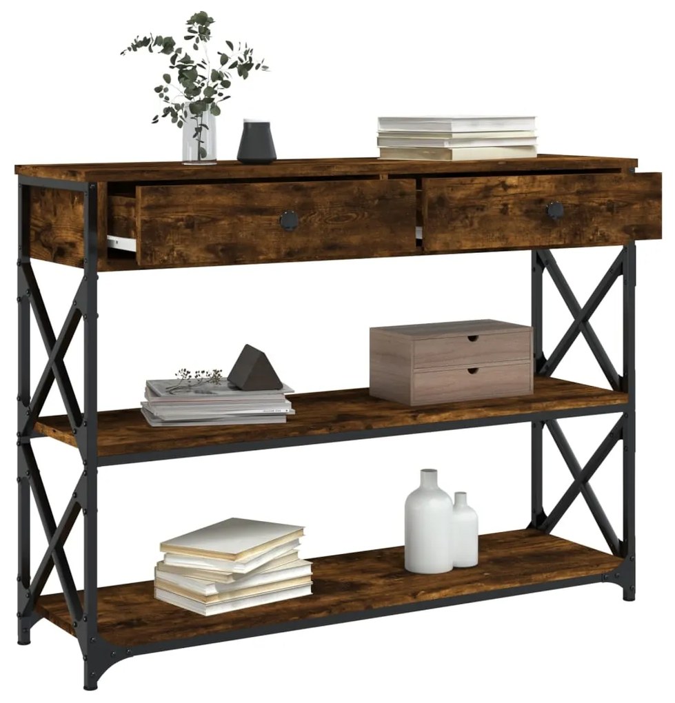 Mesa consola 100x28x75 cm derivados de madeira carvalho fumado
