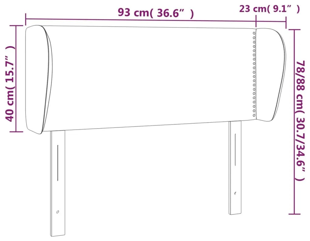 Cabeceira de cama c/ abas tecido 93x23x78/88 cm cinzento-claro