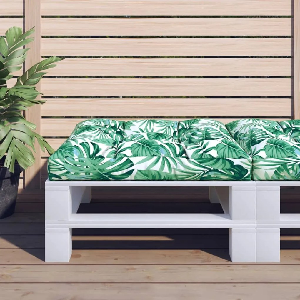 vidaXL Almofadão para sofá de paletes 70x70x12 cm padrão folhas
