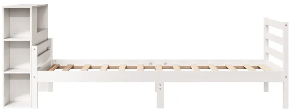 Cama com estante sem colchão 100x200 cm pinho maciço branco