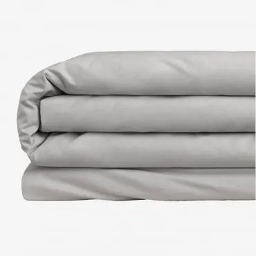 Capa De Edredão De Algodão Percal Lesia 180 Fios Cinza Claro & Cama 150/160cm (240 X 220 Cm) - Sklum