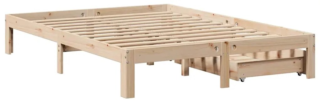 Estrutura de cama c/ gavetas 140x200 cm madeira de pinho maciça